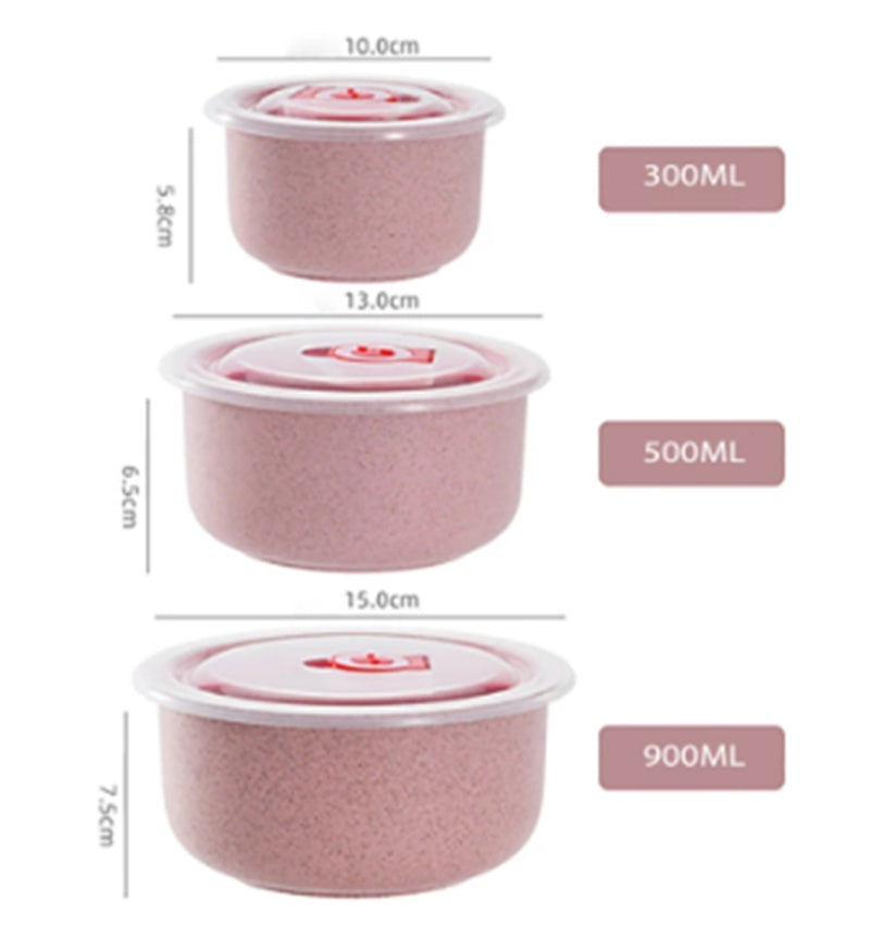 3-Piece Wheat Straw Bowl Set