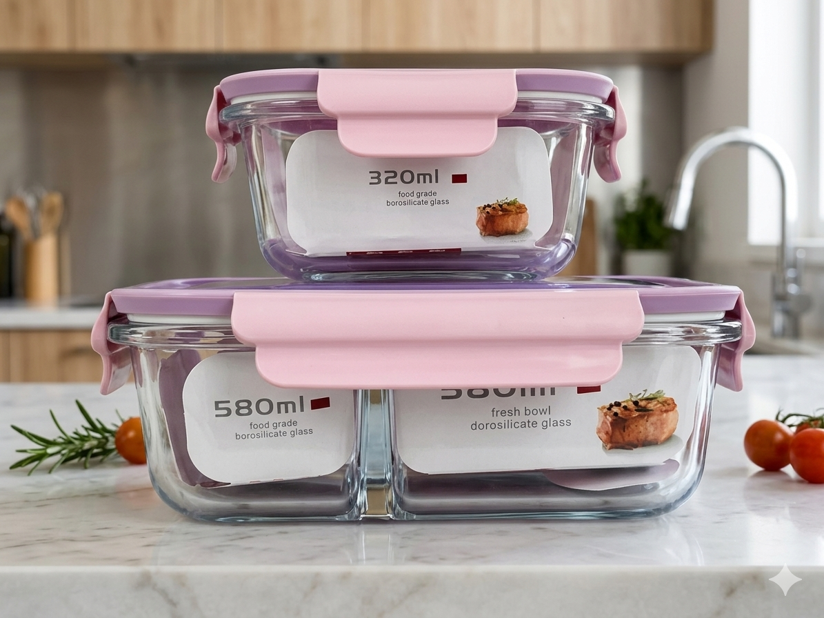 Borosilicate Glass Lunch Box Set