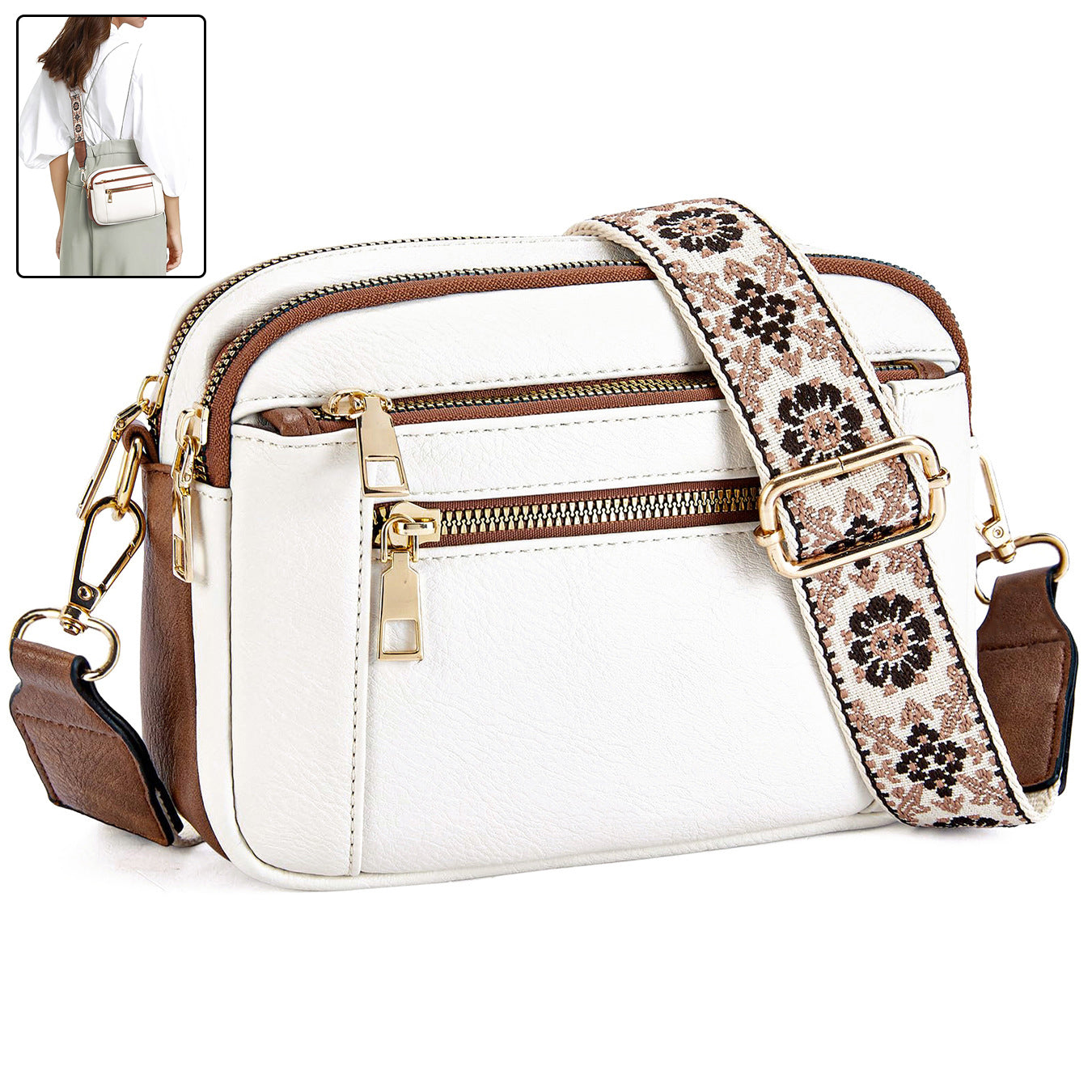 Women’s Triple-Zip Crossbody Bag