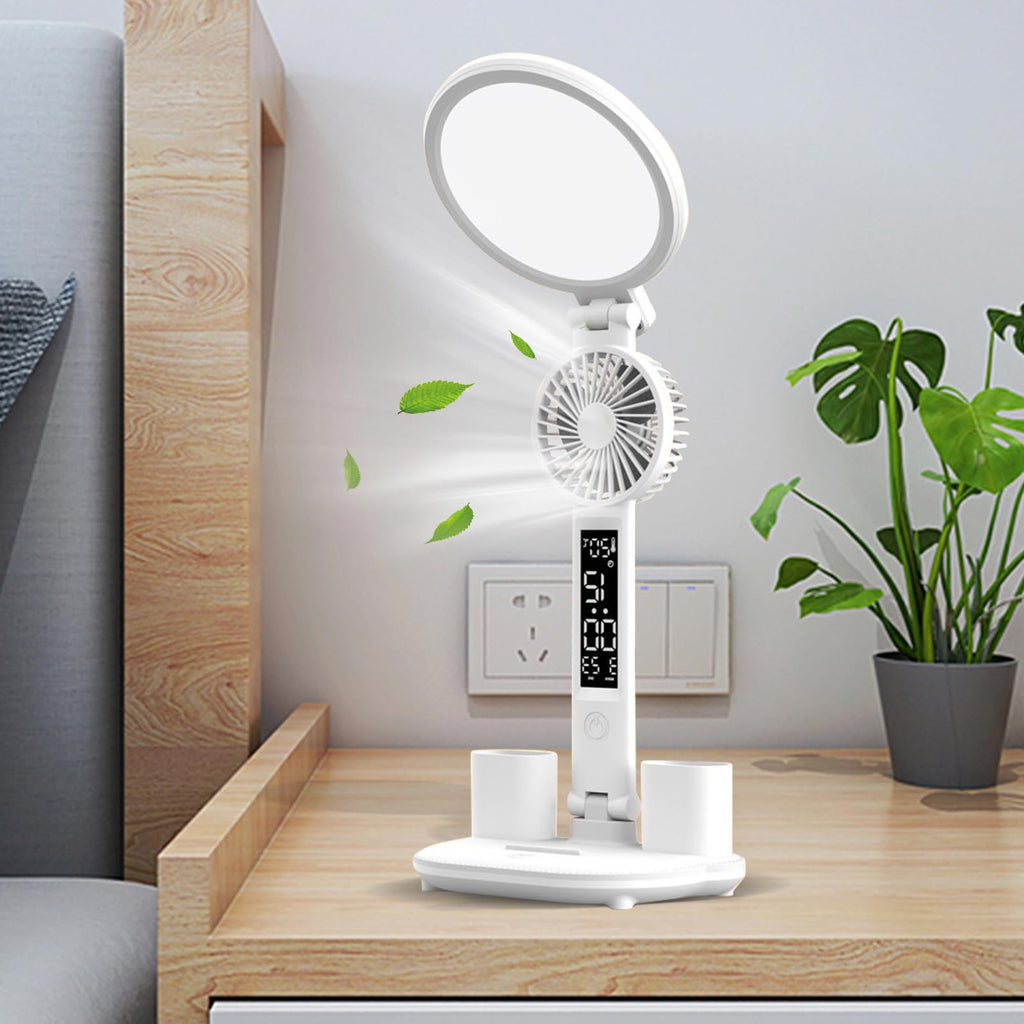LED Clock Desk Lamp With Fan