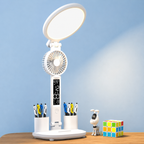 LED Clock Desk Lamp With Fan