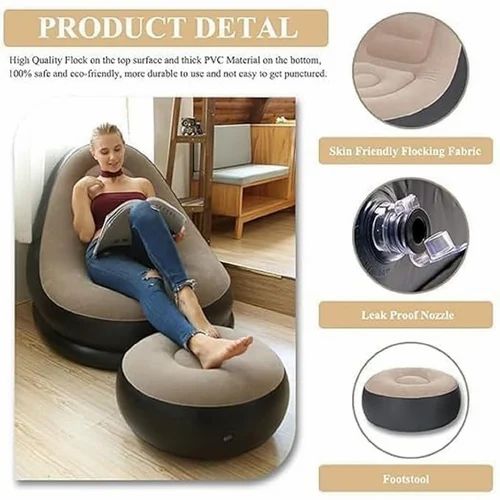 Portable Inflatable Sofa Chair with Foot Stool